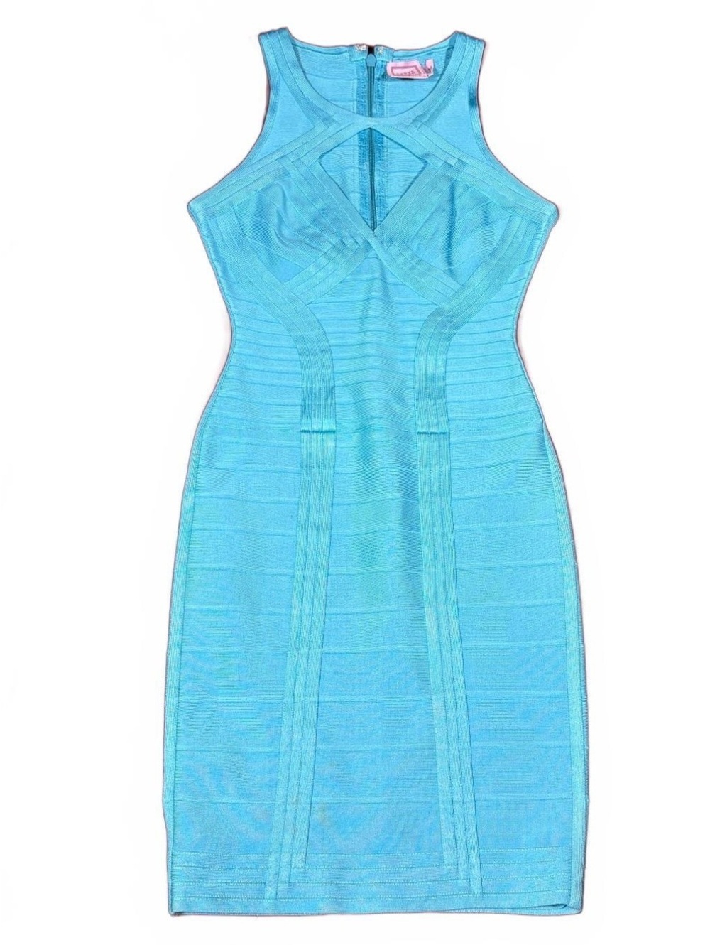 Herve Leger Abbeygail Bodycon Dress in Caribbean Blue Size S